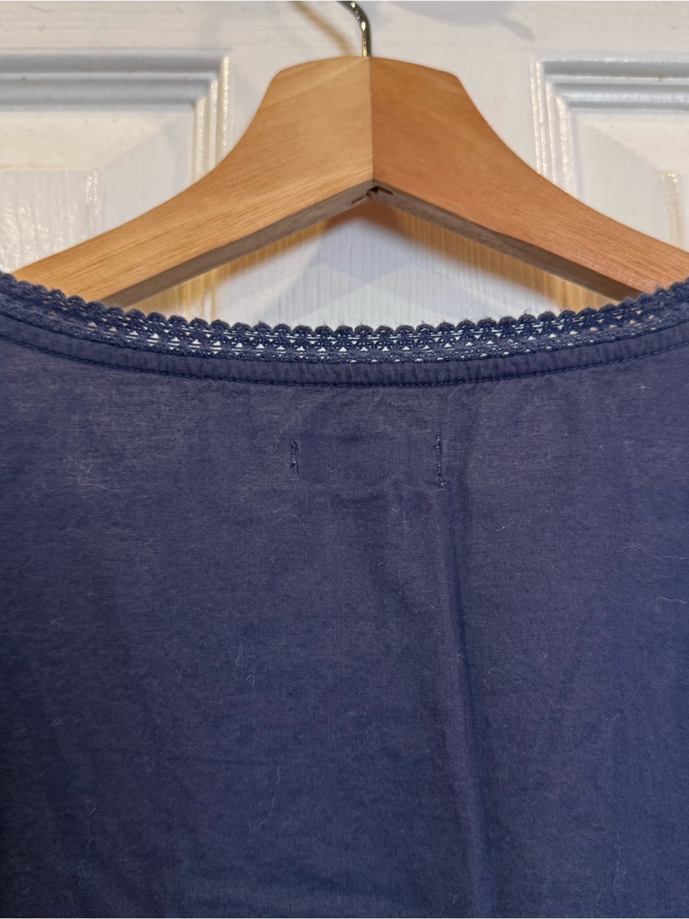 Susina Navy Eyelet Babydoll Peasant Top Size Small 100% Cotton Boho Cottagecore - Picture 7 of 8